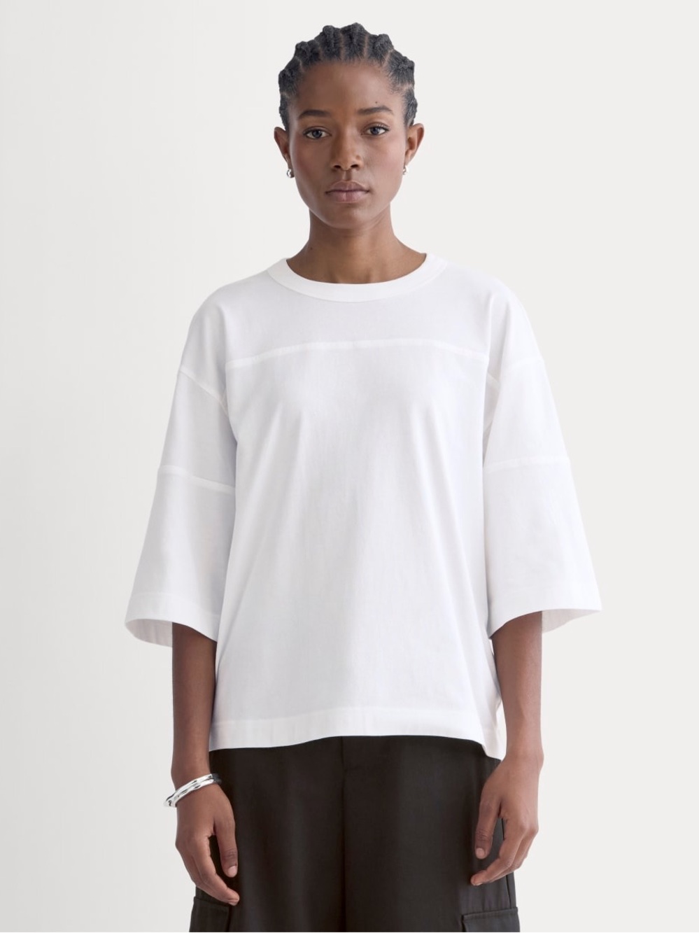 Everlane Oversized Varsity Tee in Essential Cotton White Size: XL